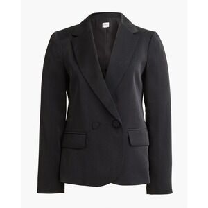 J.Crew Womens Black Satin‎ Double Breasted Blazer Jacket CD828 Size 14 NWT